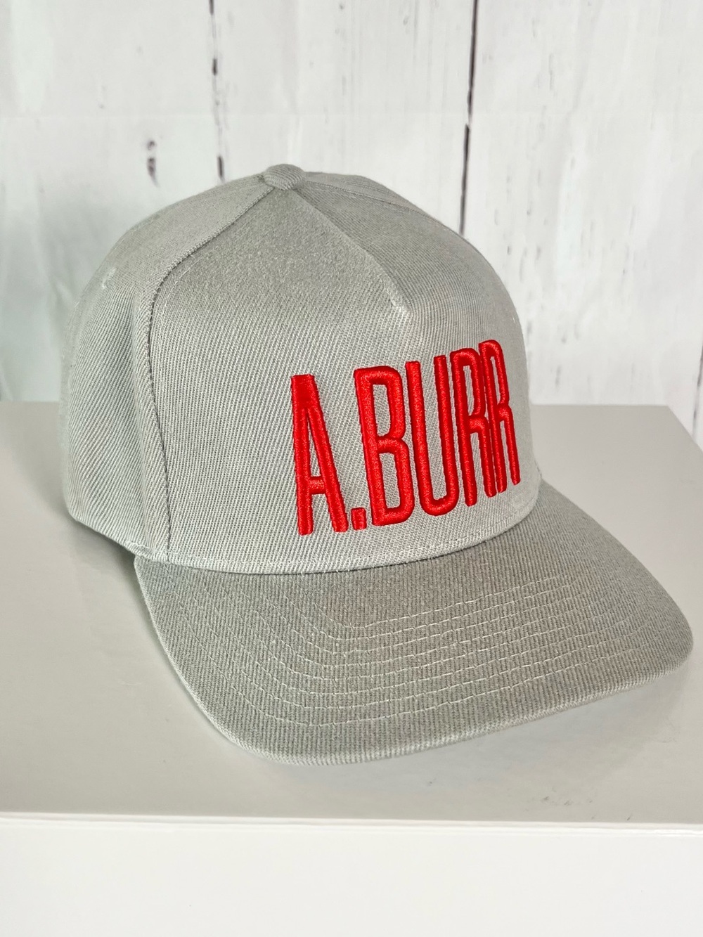Official Hamilton Broadway A. BURR Flat Brim Snapback Hat - Gray/Red